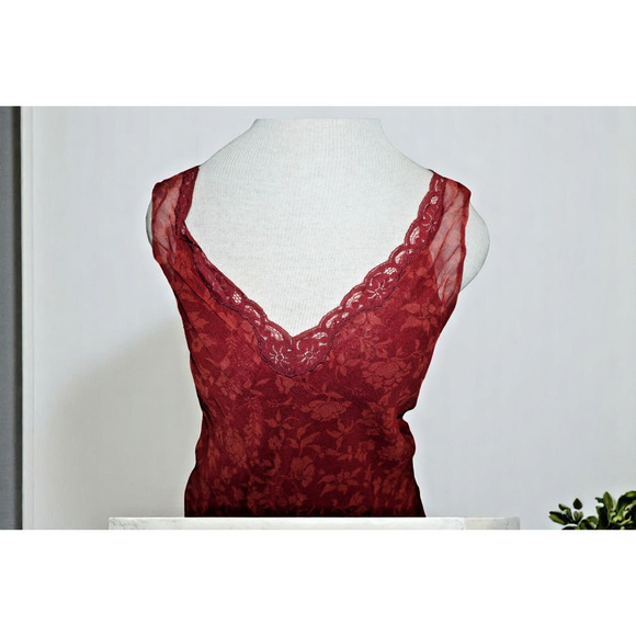 Carole Little 2-Piece Set Women's Size 12 – 100% Silk Red Floral Lace - Picture 3 of 6